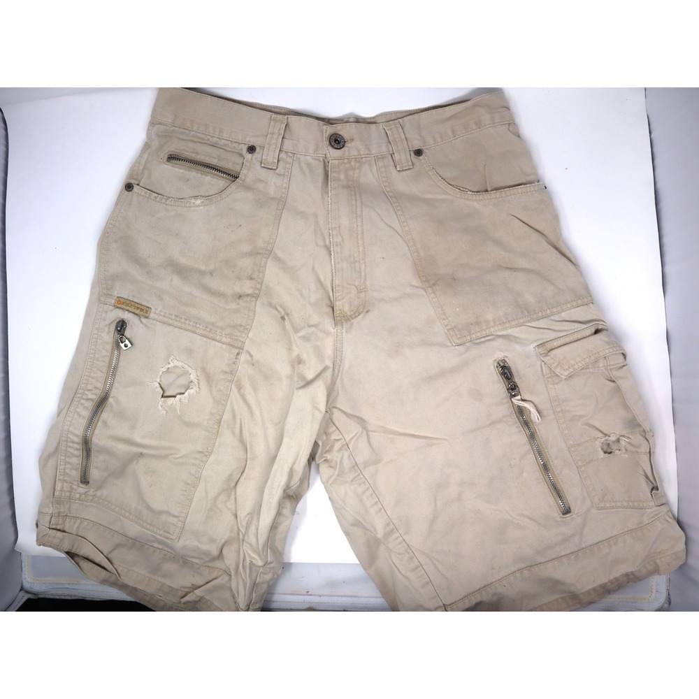 Tan Cargo Shorts 34 Southpole Mens Distressed Twill Multi-Pocket Streetwear